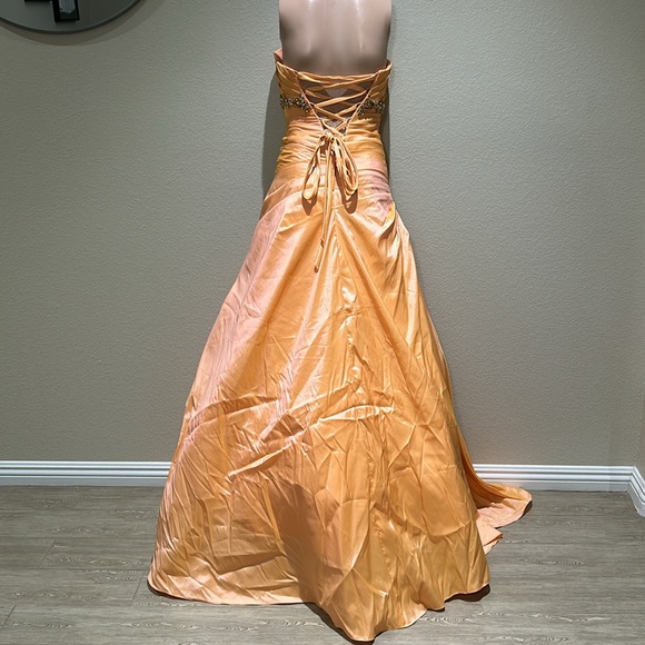 Tiffany Designs Peach Crystal Prom/Pageant Dress - Picture 7 of 16